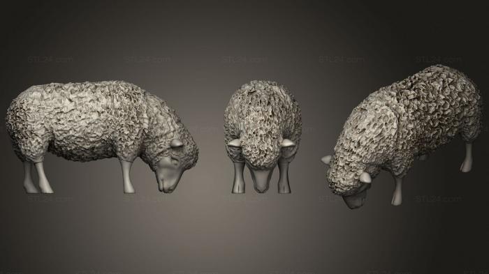 Статуэтки животных (Овцы 6, STKJ_2458) 3D модель для ЧПУ станка